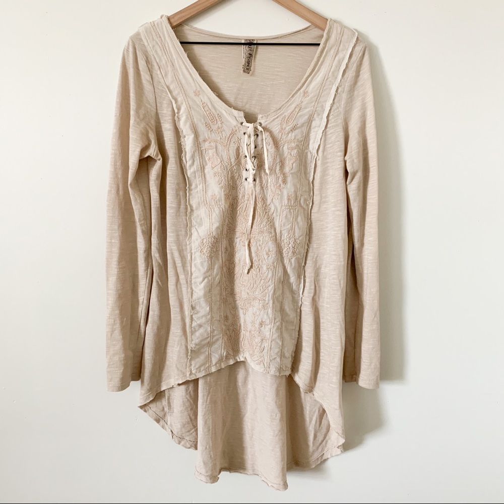 Free People High-Lo Embroidered Tunic Top